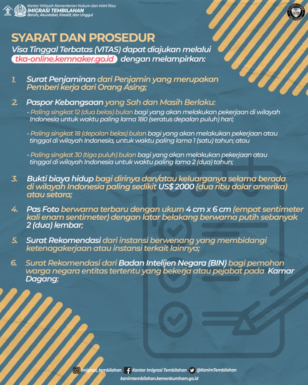 Syarat dan Prosedur Pengajuan VITAS untuk TKA (Indeks C312)